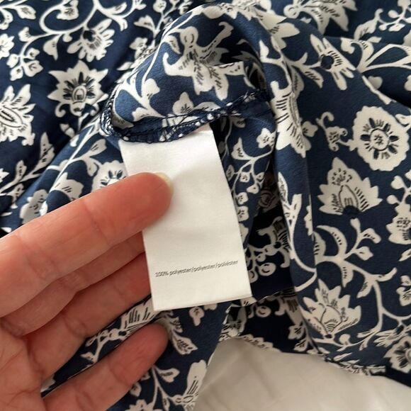 Gigi Parker Floral Batik Tiered Maxi‎ Dress Navy White Size XS - Picture 9 of 10